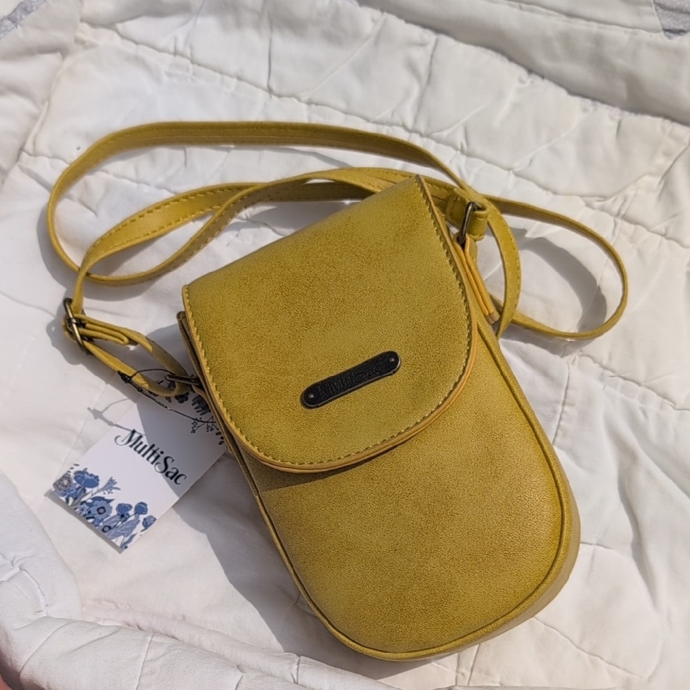 Mustard Yellow Crossbody Bag with Flap Closure